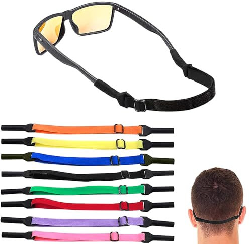 Cinturini Regolabili per Occhiali Sportivi - 8 Pezzi Antiscivolo Laccio Sport Sole con Fasce Universali per Uomo Donna Bambino