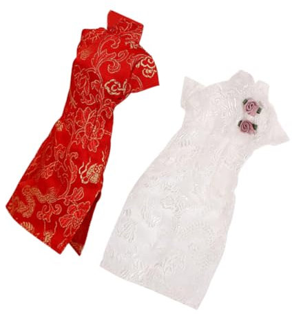 TOYANDONA 2St Puppe Cheongsam Kinder Puppen kinderpuppe Doll Zubehör Puppen Kleidung Puppe chinesische Kleidung Puppenkostüm wiederverwendbares Puppenkleid Puppenkleidung Stoff