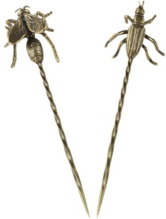 PRETYZOOM Tee-Tools 2pcs Bee Cricket Messing Tee Nadel Tee-zubereitung Werkzeuge Teegeschirr Reinigung Nadel Tee Zeremonie Zubehör