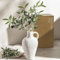 TheCozyBay Living Room Accessories - White Ceramic Vase with 55 cm Olive Branches, Home Decor, Room Decor Vases for Flowers, Decorative Home Accessory