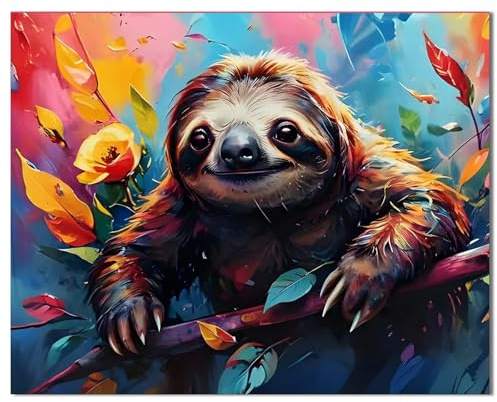 Qiukoo Malen Nach Zahlen Kinder Erwachsene - Malen Nach Zahlen Tiere ab 9 Jahre - Diy Set Erwachsene und Kinder Gemälde mit 4 Pinsel Leinwand Acrylfarbe 40x50 CM