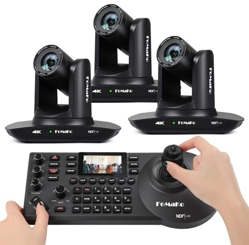 FoMaKo 4K 20X PTZ Camera HDMI AI Auto-Tracking PTZ Camera,for Church Worship Education Conference Events,NDI 6 & NDI HX3 Certified(K20UHx3+KC608 Pro)