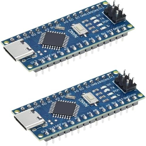 2 Stück Nano Modul mit CH340 Mikrochip, 5V/16MHz Nano Board Kompatibel mit Arduino IDE(Type C Port)