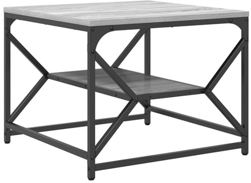 vidaXL Moderner Grauer Sonoma Couchtisch für Wohnzimmer | Holzwerkstoff und Metall Stylisches modernes Design Einfache Montageanleitung Perfekte Servierfläche Rechteckige Inneneinrichtung aus Holz