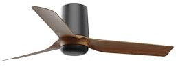 Faro Mini Punt Tub Ventilador de techo pequeño de 3 aspas, color negro mate y nogal, sistema Wiz Smart.