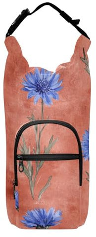 FRODOTGV Porte-bouteille d'eau rustique bleu bleuet terre cuite - Gain de place - Manchon isotherme - Pour bouteille d'eau de randonnée - Convient aux bouteilles de 50/61/81/1,2/1,2 l