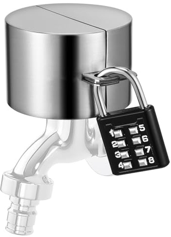 DOITOOL Outdoor Faucet Lock Cover with Coded Padlock Stainless Steel Hose Bib Lock for Garden Tap Security and Water Supply Protection Easy Installation Spigot