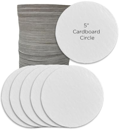 White Cardboard Circles for Arts and Crafts, (NOT Food Grade) 5 Inch Round, 1.5mm Thick, 50 Pack, for Coasters, Name Tags, Place Cards, Ornaments, Drawing, Decorating