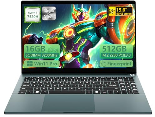 AVENKA 15.6 inch Gaming Laptop,with 16GB RAM, 512GB SSD,R5 7520H Processor (Up to 4.3GHz), 1920 x 1080 Display, Wi-Fi 5, Bluetooth 5.0, HDMI Port x1, Backlit Keyboard,Win11 Pro,Laptop Computer