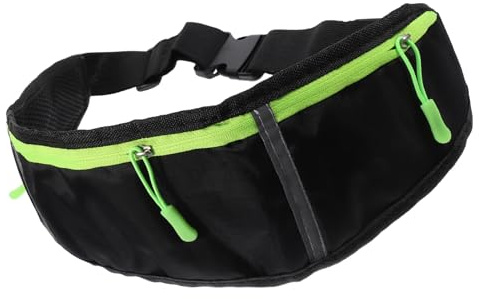 MUELODSIC Sport Bauchtasche Atmungsaktive Hüfttasche aus Nylon und Kopfhörerloch mit 3 Taschen Schwarz für Joggen und Outdoor Aktivitäten Unisex