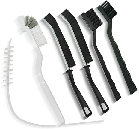 Professional 6-Piece Crevice Cleaning Brush Set – Hard Bristle Brushes & Crevice Cleaning Tool Kit for Washing Machine, Sink, Toilet, Window Tracks, Grout & Small Spaces - Gap Scrubbing