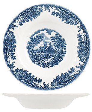Churchill Brook Blue Juego de platos hondos, Earthware, blanco/azul, 6 unidades