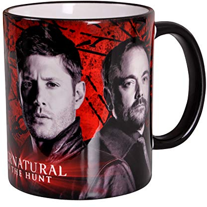 Elbenwald Supernatural Tasse Characters Sam Dean Castiel Crowley Rundumdruck 320 ml Keramik rot