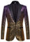 PYJTRL Herren Anzugjacke mit Pailletten (XS, Violett/Goldfarben)