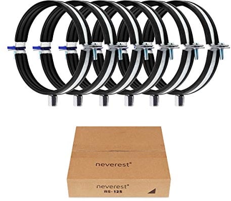neverest® RS Rohrschellen 125mm 6 Stk. Fallrohrschelle Stahl Verzinkt mit Gummidichtung Anschluss-Kombigewinde M8/10
