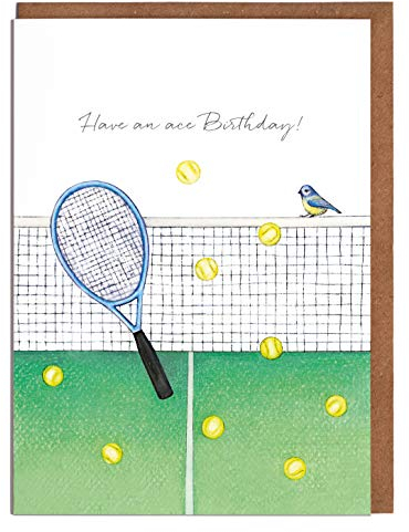 Lottie Murphy Tennis-Geburtstagskarte – „Have an ace Birthday!“ – Karte für Ihn – Karte für Sie
