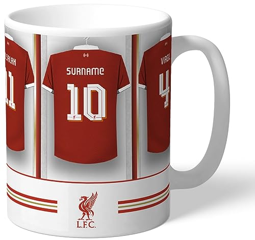 Personalised Dressing Room Shirts Photo Mug for Liverpool Supporters, Officially Licensed, with Club Colours, Ideal for Reds Fans, 11oz Ceramic Mug
