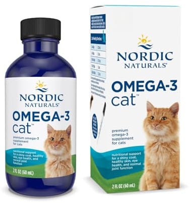 Nordic Naturals Omega-3 Cat, Unflavored - 2 oz - 304 mg Omega-3 Per One mL - Fish Oil for Cats with EPA & DHA - Promotes Heart, Skin, Coat, & Immune Health - Non-GMO