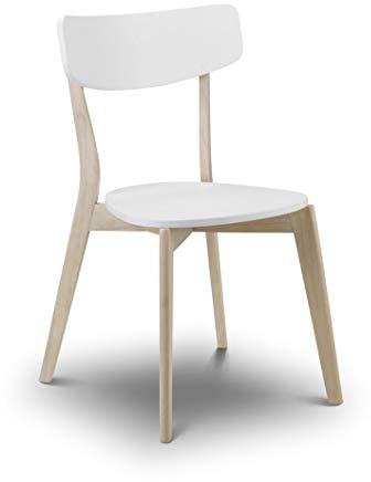Julian Bowen Casa Dining Chairs, Set of 2, White - H80 x W49.5 x D49.5cm | Retro Kitchen Chairs for Dining Room, Kitchen Seat