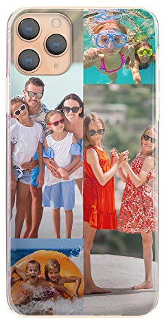 Personalised Phone Case For Apple IPhone 16, 15, 14, Pro, Max, Mini, Plus 13, 12, 11, X, XS, XR, SE, 8, 7, 6, Custom Photo Hard Cover, Personalize with Four Image Collage, Small Top Right Image