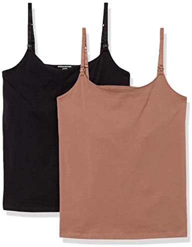 Amazon Essentials Lot de 2 camisoles de maternité et d'allaitement pour femme, noir/marron, taille M