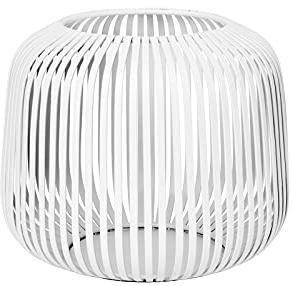 blomus Laterne Lito | White | Größe S | 20L x 20B x 17H cm | Kerzenhalter Weiß | Windlicht aus Edelstahl | Laterne Deko | Indoor Windlicht Klein