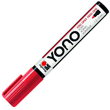 Marabu 12400103125 - YONO Marker, Kirsche 125, vielseitiger Acrylstift mit japanischer Rundspitze 1,5 - 3 mm, wasserbasiert, lichtecht und wasserfest, für nahezu alle Untergründe