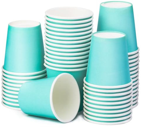 Huaiid 3oz Paper Cups for Bathroom, Mouthroom, Espresso - Small Blue Cups for Snack, Perfect for Home, Condos, RVs, Campers - 50 Count (Pack of 1)