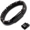 GENAC Bracciale originale da uomo con perle di pietre naturali 6 mm e vera pelle con chiusura magnetica rimovibile in acciaio inossidabile per regolare facilmente la lunghezza