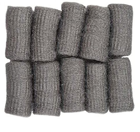 Bricoloco Bobinas Lana de acero para limpiar, pulir, abrillantar. Grano fino. Bolsa de 10 madejas |Estropajo de fibras de acero suaviza, desgasta y pule objetos madera, metal y plástico