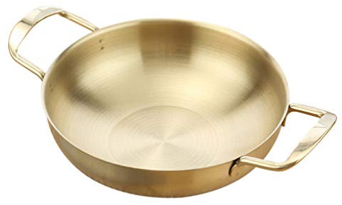 HEMOTON Edelstahl-alltagspfanne 18 Cm Tragbare Bratpfanne Antihaftbeschichtet Zum Kochen Im Freien Golden