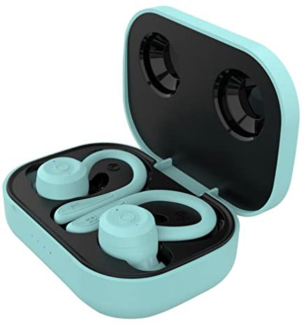 SXFJF TWS Bluetooth V5.1 Auriculares Inalámbricos IPX6 Auriculares A Prueba De Agua A Prueba De Deportes Tiempo De Espera Larga En El Oído Auriculares Estéreo con Micrófono para Correr Y Juegos,Azul