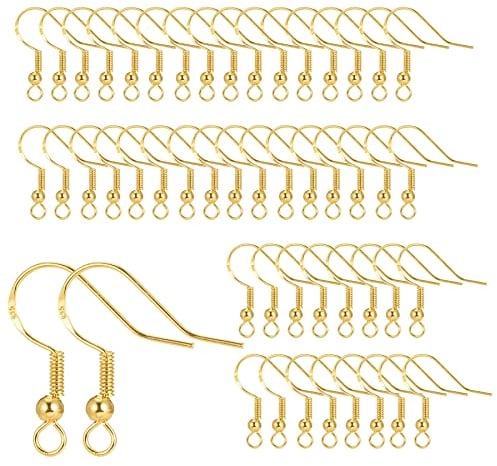 saizone Ohrring Haken, 50 Stück Gold, 925 Silber, Hypoallergen, DIY Schmuckherstellung