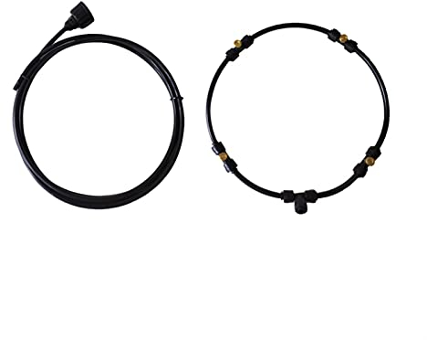 Patio Garden Misting Kühlsystem Tragbarer Lüfterring-Wassernebel-Nebelsprüher mit 3m PE-Schlauch 4 Nebeldüsen aus Messing 40cm Nebelring Sommerkühlgeräte für den Trampolin-Wasserpark ( Color : Black )
