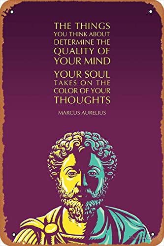 Marcus Aurelius Inspirierendes Zitat: Color Of Your Thoughts Poster Metallschild Retro Home Deko Vintage Blechschild 30,5 x 20,3 cm