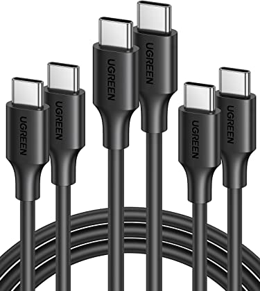 UGREEN USB C auf USB C Kabel 60W 3 Stück PD 3,0 PPS USB C Ladekabel 3 Pack kompatibel mit iPhone 16 Pro Max iPhone 15 Galaxy S24 S23 A55 Pixe l9 iPad Pro 12,9 iPad Mini 6/Air 5 Steam Deck usw. (0.5M)