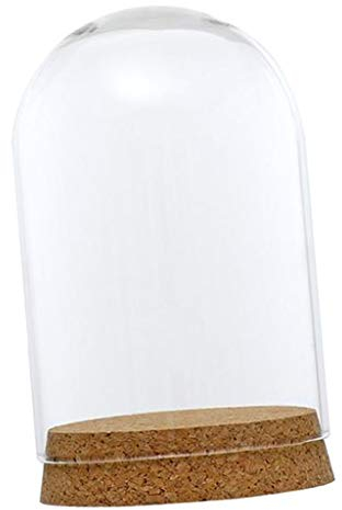 Cloche Dôme en Verre, Dôme D'affichage en Verre avec Base en Liège Mini Dôme en Verre Décoratif Cloche Vitrine pour Stockage de Fleurs Décoration de Fête à La Maison (8x12cm)