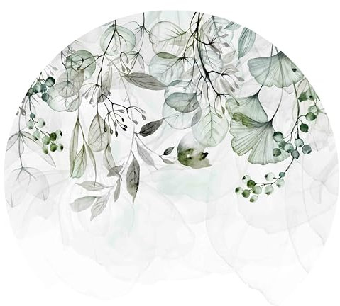 murando - Rond Papier peint Motif Rétro années - 230x230 cm Décoration Murale XXL Original Poster Tableaux Muraux Tapisserie Photo Trompe l'oeil - fleurs plantes blanc des buissons b-A-0694-bg-d