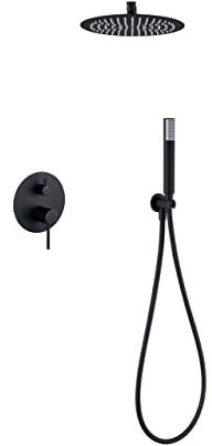 MICE - Conjunto de ducha empotrado techo - kit monomando de ducha para baño de 2 vias - griferia baño Negro Mate - ducha empotrado techo monomando