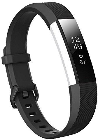 honecumi Armband Kompatibel mit Fitbit Alta/Alta Hr Smart Watch Ersatz Armbänder für Damen Herren, Alta Silikon Strap Buntes Klassisch Verstellbares Sport Band Zubehör - Kleine,Schwarz