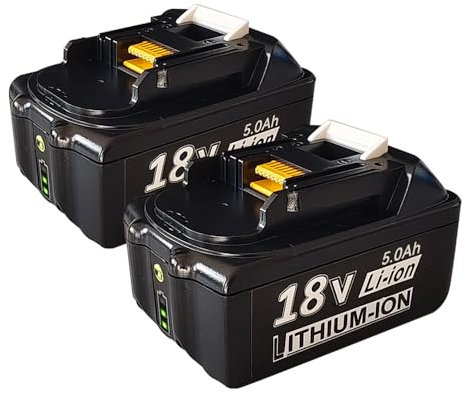 aunstarwei 2 Packs 18V 5Ah Li-Ion Ersatz für 18V Akku BL1860B BL1850B BL1840B BL1860 BL1850 BL1840 BL1830 BL1820 BL1815 BL1835 BL1845 194205-3 LXT-400 mit LED-Anzeige