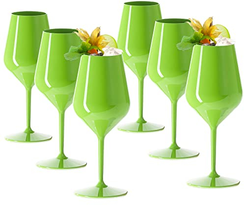 DoimoFlair Weingläser aus Kunststoff bruchsicher Weinbecher Sektgläser Plastik 47 cl. (Grün)