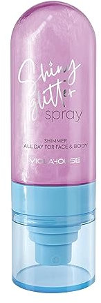 VIOLA HOUSE Shiny Glitter Spray, Illuminatore per il Viso e Per il Corpo, Trucco Brillante, Spray Glitterato. 80ML/2.7Fl.Oz (2 pink)