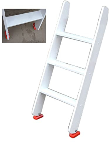 Weiße Camper-Etagenleiter mit Haken, Hochbett-Wohnmobil-Etagenbettleiter mit rutschfesten Füßen, Wohnraumschrank, 3/4/5-Stufen-Leiter, Tragfähigkeit 300 kg/660 lbs