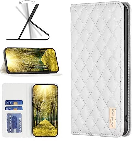 iPhone X/Xs Case, Shockproof Luxury Premium Leather Folio Cover with Inner Magnetic Full Protection Book Design Wallet Flip with Card Slots Kickstand for iPhone X/Xs Phone Case,white