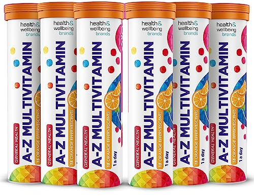 A-Z Multivitamin Orange Flavour Effervescent Tablets - High Strength Tablets for a Healthy Immune System 6 Tubs