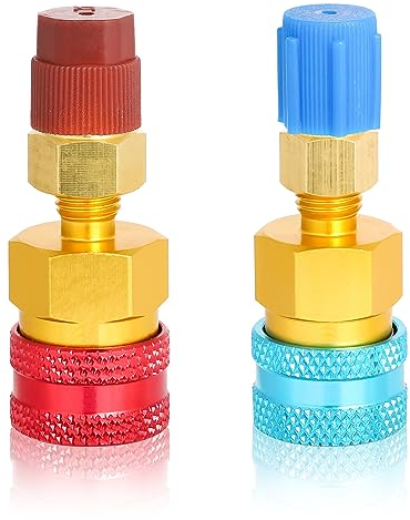 NQEUEPN R1234YF to R134A Adapter High/Low Side Quick Coupler Car AC Recharge Hose Adapter and Aircon Gas Kit R1234YF Adapter for Charging of Car Air Conditioners