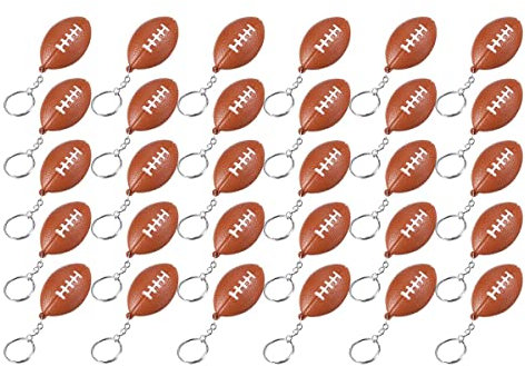 Huudngeje Lot de 30 porte-clés de rugby pour cadeaux de fête, ballon de rugby, récompense scolaire, décoration de sport