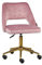 Impressions Vanity Hello Kitty Samt-Kosmetikstuhl mit Rückenlehne, 360 Grad drehbar, niedlicher Schreibtischstuhl mit Rollen, goldener Rollfuß, höhenverstellbar, Make-up-Stuhl für Schlafzimmer (Rosa)