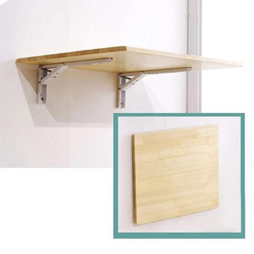 LINONI Wandklapptisch, klapptisch, Wand wandtisch klappbar,Kleiner, platzsparender, klappbarer Klappschreibtisch aus massivem Holz für Esszimmer, Arbeitszimmer, Küche, Balkon,Light Brown,50X30cm